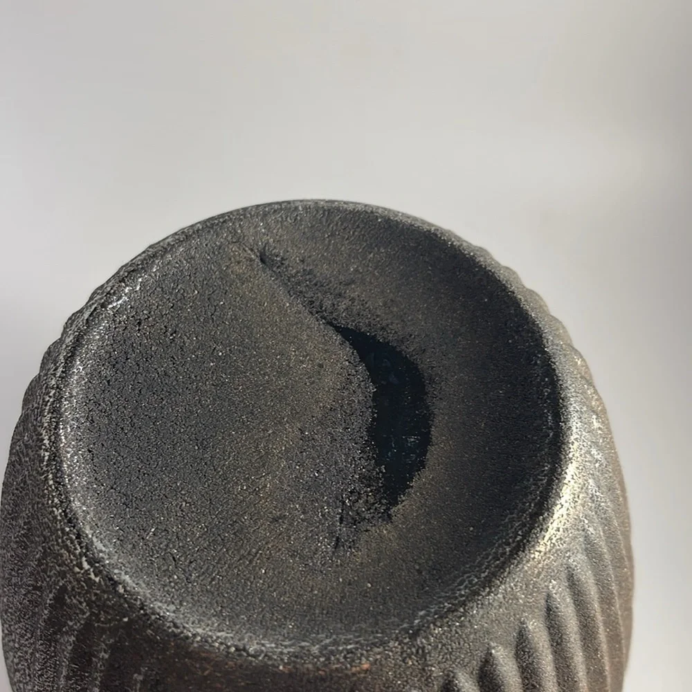 Pottery vase in iridescent bronze